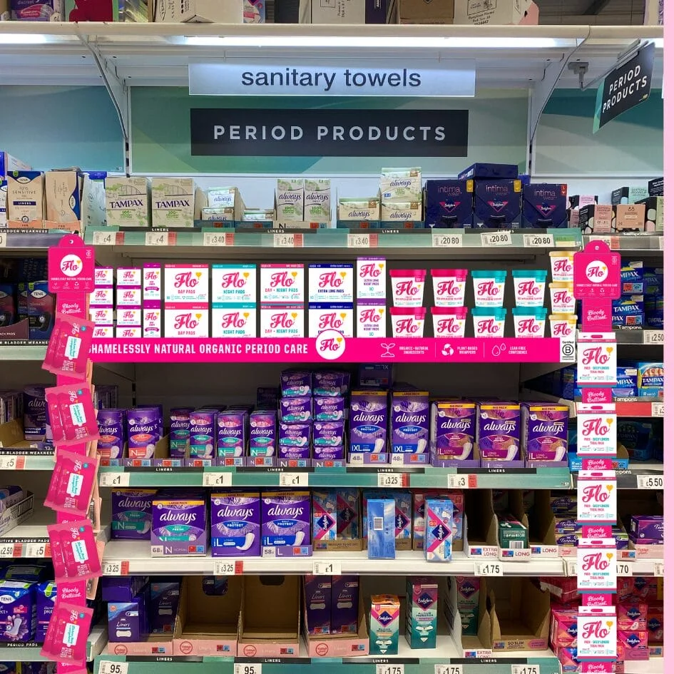 supermarket shelf mockup here we flo