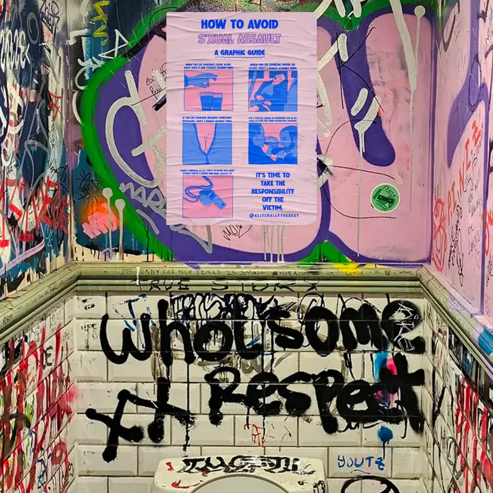 sexual assault poster mockup bar bathroom