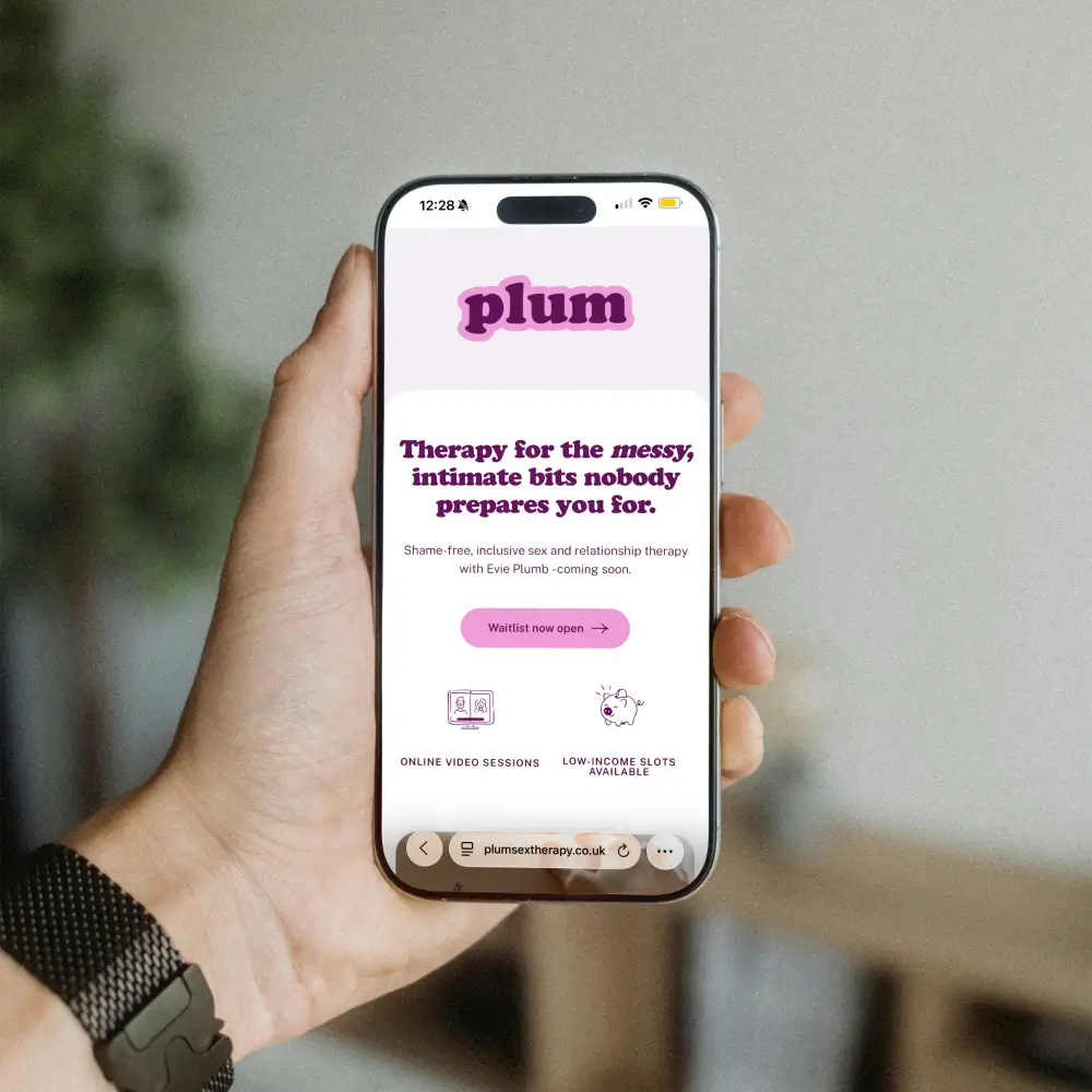 plum sex therapy website mobile mockup