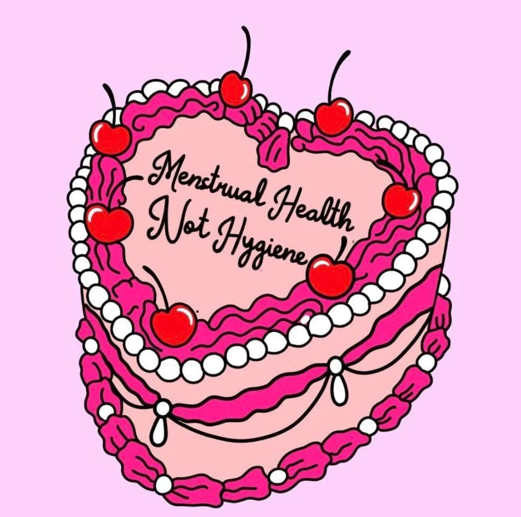Menstrual health not hygiene illustration cake here we flo