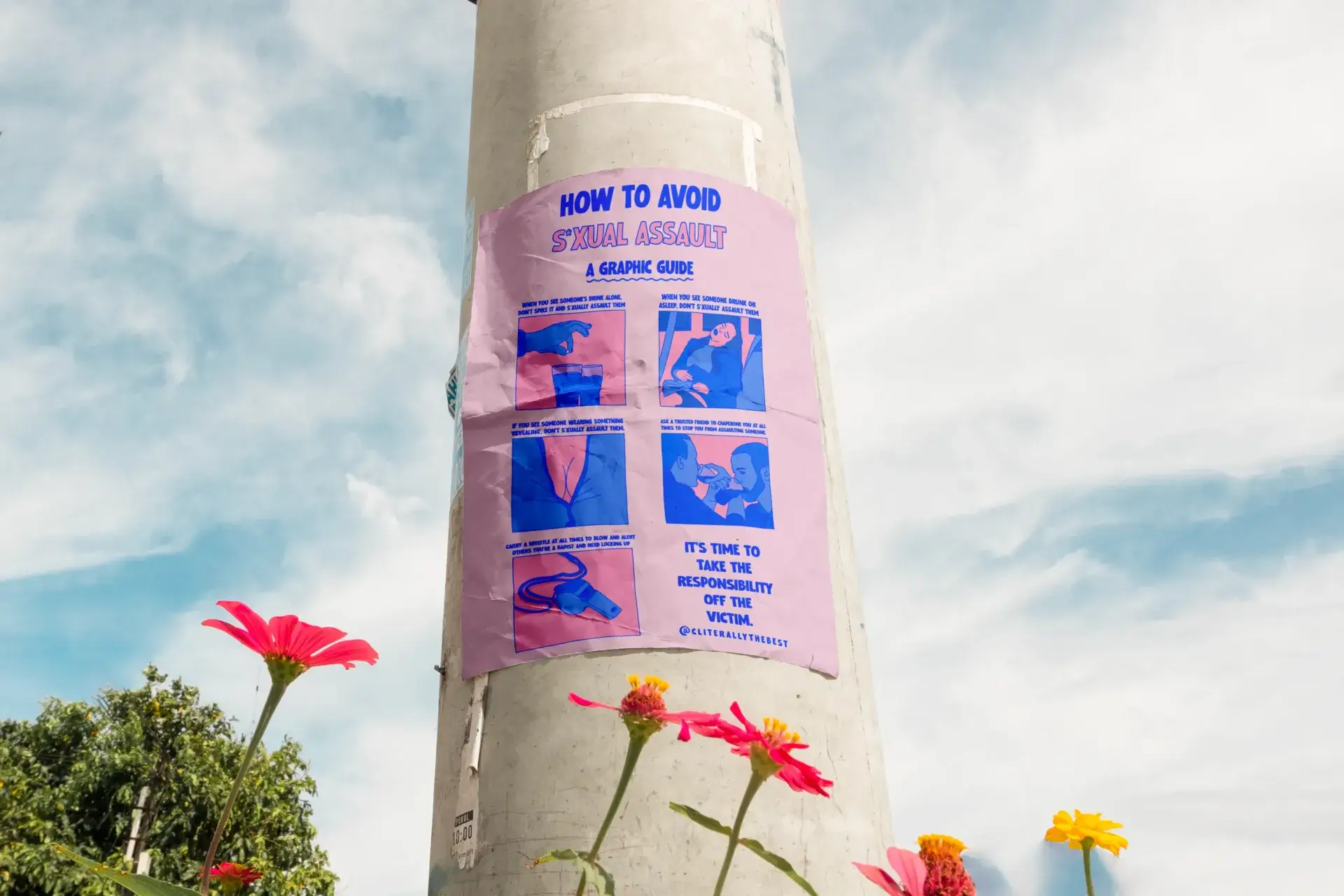 sexual assault poster mockup lamppost
