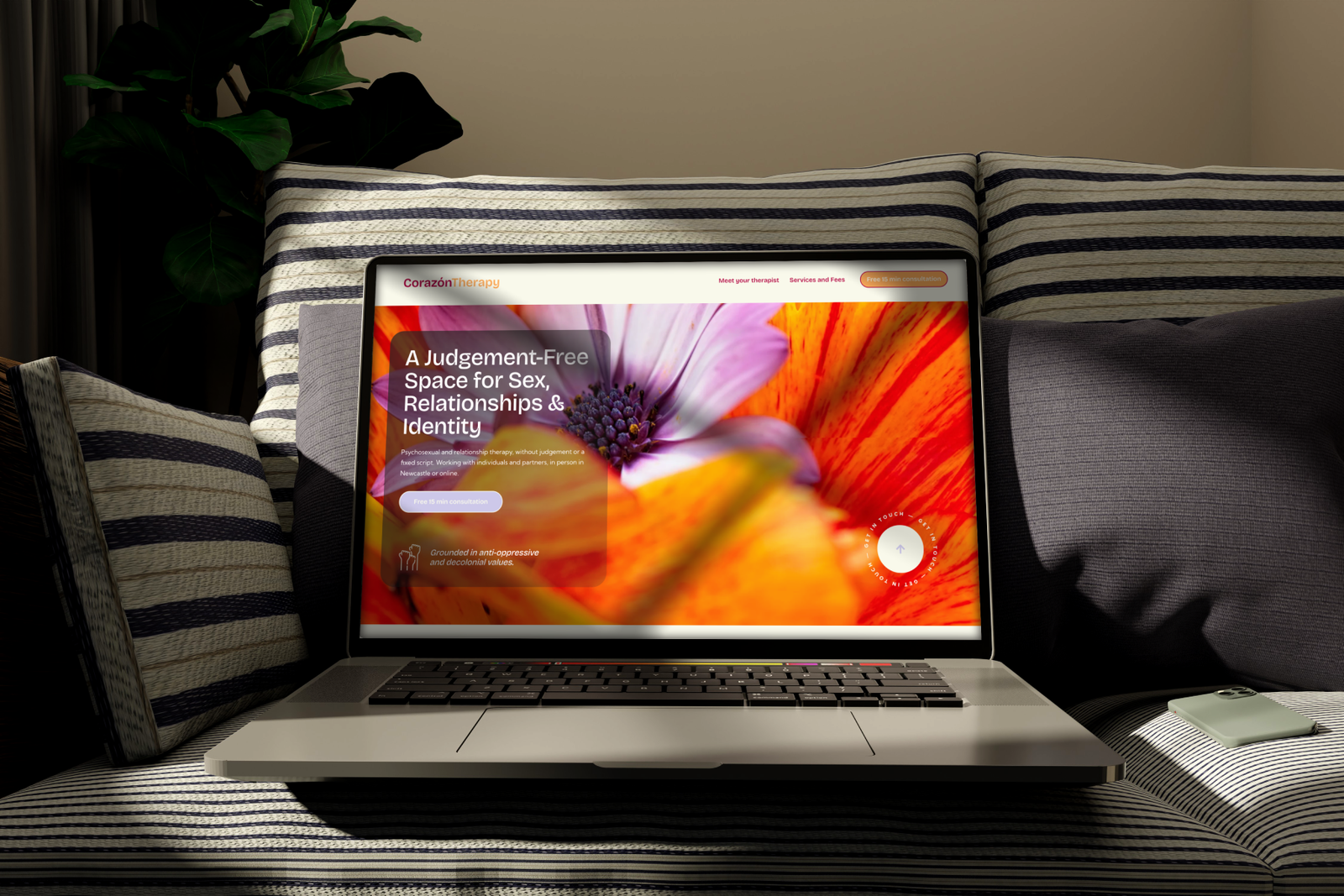 corazon therapy macbook website mockup